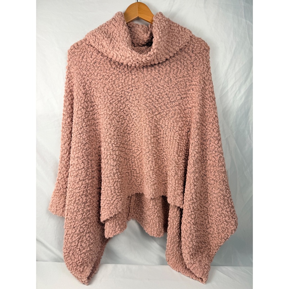 Romeo + Juliet Couture M Blush Popcorn Knit Cowl Neck Poncho Sweater